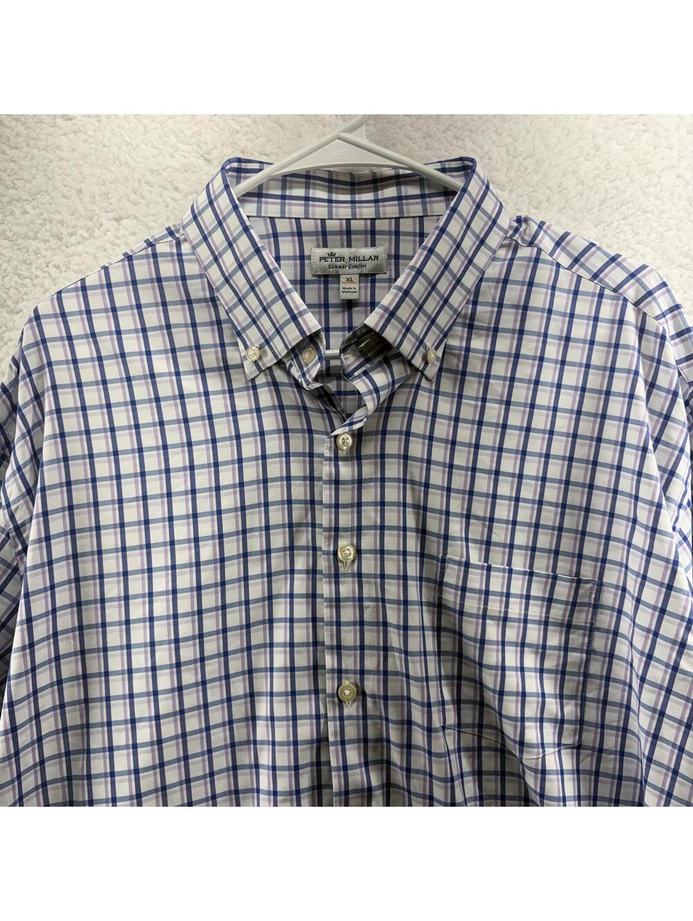 Peter Millar Summer Comfort Button Up Shirt Mens XL Multicolor Plaid Performance